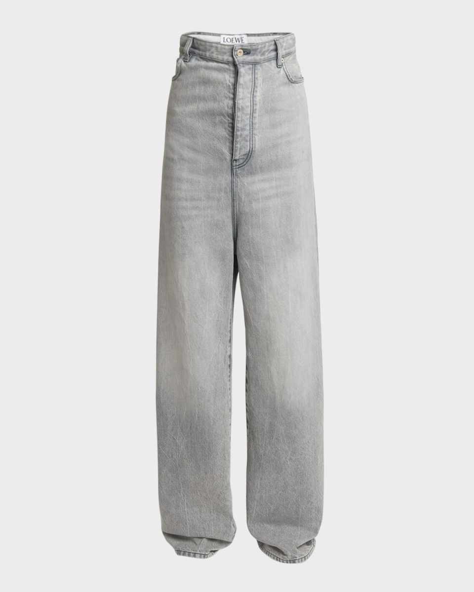 High-Rise Drop-Crotch Relaxed Straight-Leg Jeans